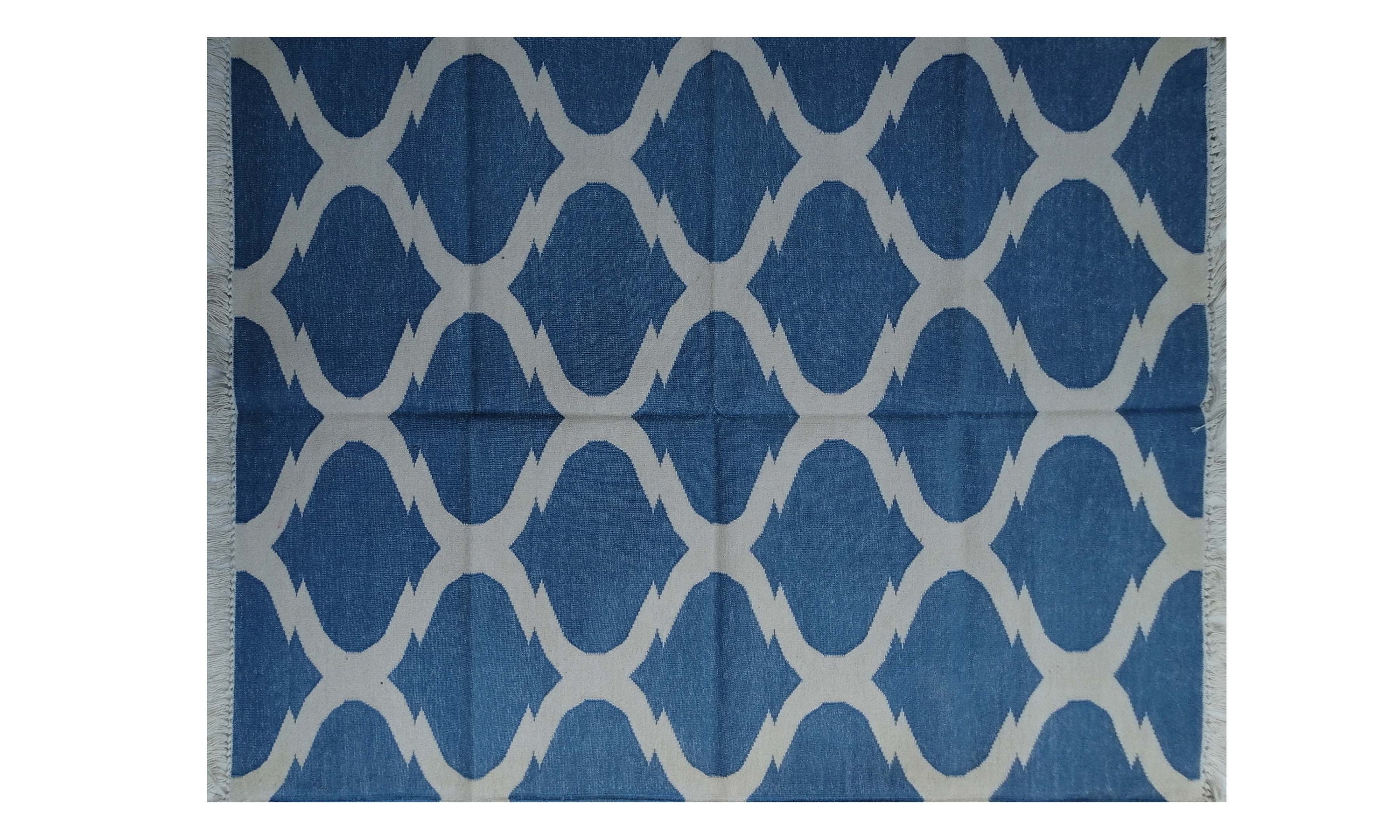 3' X 5' HAND WOVEN Modern Sky Blue Dhurrie Rug For Etsy