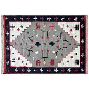 Handmade Dhurrie Rug Eco-Friendly and Natural Floor Area kilim Rugs 6x9 Feet Indian Flatweave Cotton Dari Carpets Multicolor Woven Dhurries