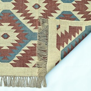 Handwoven Jute Kilim Rug - Brown And Beige Custom Rug