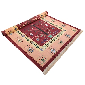 Discounted Designer Vintage Cotton Rug, Handmade Flatweave Carpet, Custom Size Available, Boho Kilim Area Rug, Handwoven Floor Decor