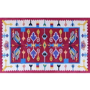 Handmade Cotton Area Rug, Natural And Multicolor Flatweave Carpet, Boho Kilim Rug, Traditional Handwoven Floor Decor, Custom Sizes