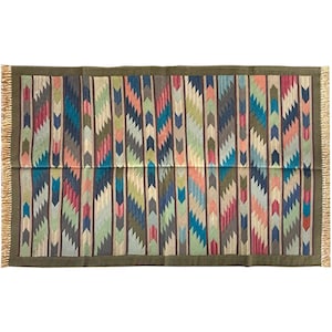 Stone Washed Traditional Indian Cotton Dhurrie Rugs. 3X5 Feet