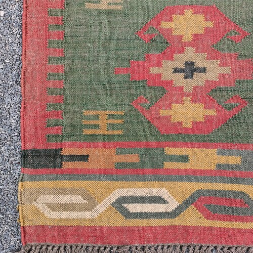 Hand Made Jute Kilim Rug For Living-Room Bed-Room shops Flatweave Indian Dhurries Rugs Wool Jute Floor Rug Large 4.X5 Feet
