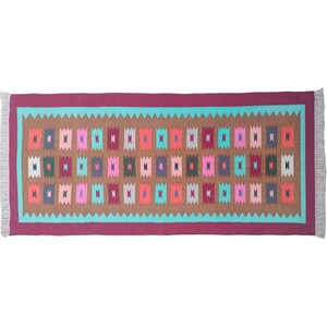 Handgemachte Baumwolle Läufer Teppich Für Bett Seite Läufer Yoga Teppich, Indische Dhurrie Yoga Matte Flachgewebe Galerie Läufer Kilim