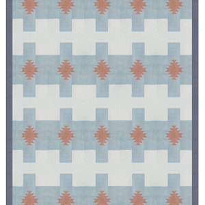 Handwoven Cotton Dhurrie Rug: Light Blue & White Flat Weave