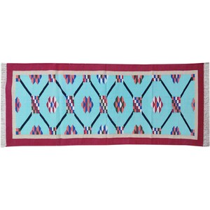 Rot Blau 6X6 'Ft Handgemachte Baumwolle Läufer Teppich Für Bett Seite Läufer Yoga Teppich, Indische Dhurrie Yoga Matte Flachgewebe Galerie Läufer Kilim