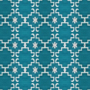 Sky Blue Cotton Kilim Rug: Handwoven Dhurrie, Reversible Boho Decor