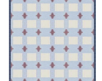 Blauw katoenen handgeweven vloerkleed: platgeweven dhurrie-tapijt