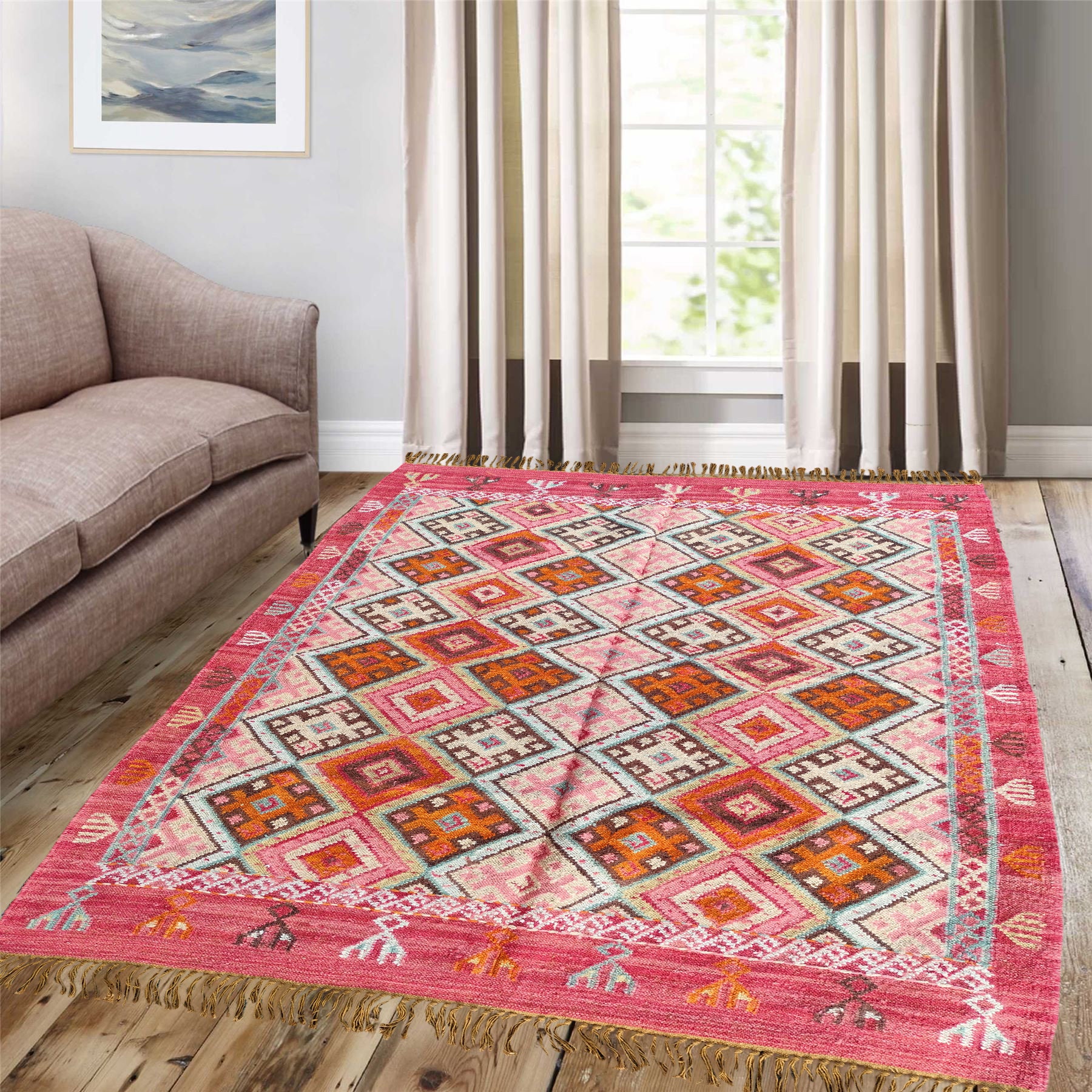 Traditional Vintage Indian Wool Kilims Rug Living Room Bed Etsy