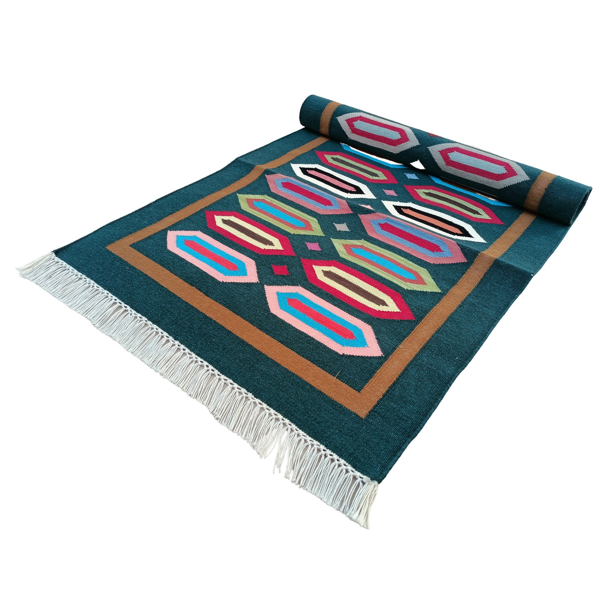 Antique Rug Runner Rug, Handmade Cotton Dhurrie Rug Vintage Runner Rug Flatwoven Indian Dhurrie Rug Runner, Kids Room Carpet Kilim 2X6 Rug.