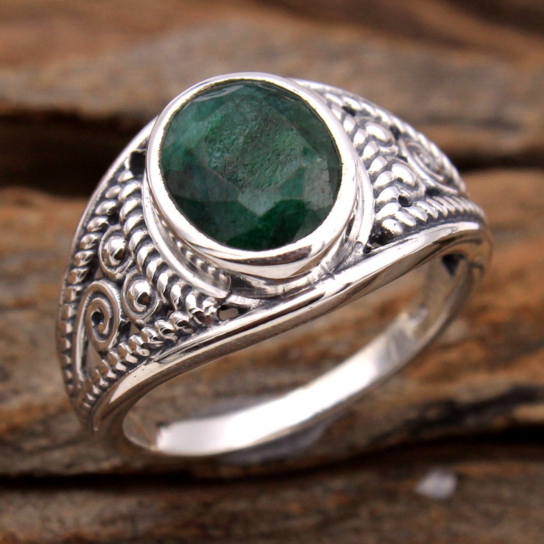 Silver Rube Rings Emerald Ring , 925 Sterling Silver, Ruby Ring , Handmade Jewelry , Gift ...