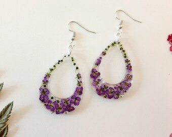 Steel earrings Resin spiral earring Purple resin earrings Resin jewelry. Minimal earrings Purple earrings Woman earrings