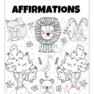 Animal Coloring Pages with Positive Affirmations for Kids – Printable Mindfulness Coloring Book | Digital Download