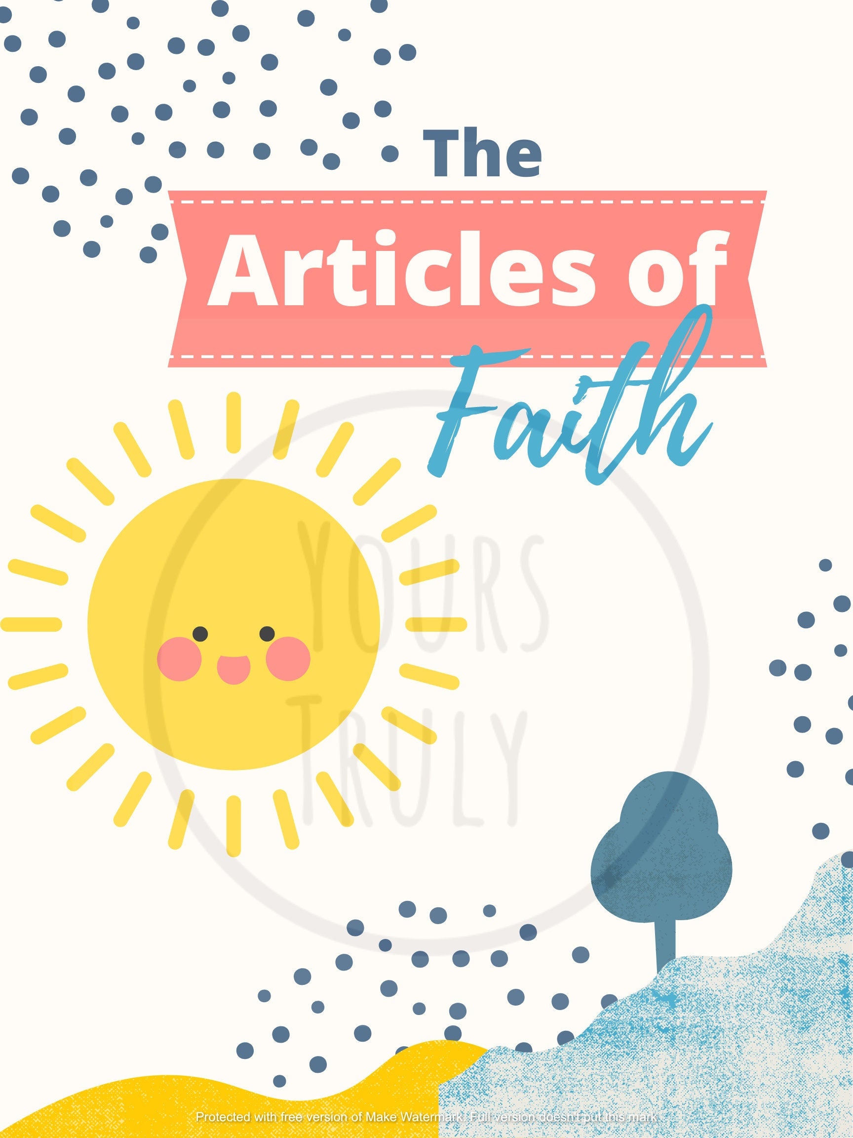 Primary Articles of Faith Title Page - Etsy