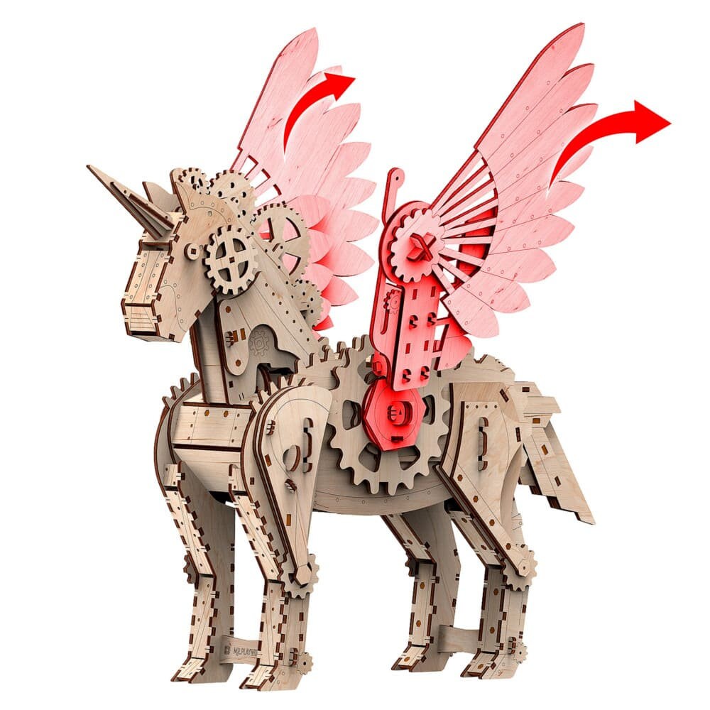 3D Mechanical Unicorn Puzzle 140 Pieces Etsy