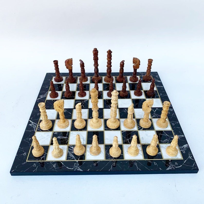 King Height 3.7 inches RoyalChessMall Hand Carved Series Chess Pieces Set in Weighted Bud Rose Wood without board,Only 32 Chess Pieces!