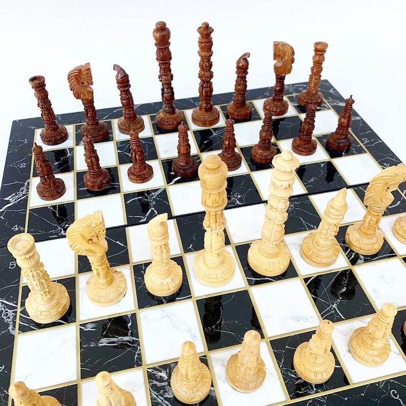 King Height 3.7 inches RoyalChessMall Hand Carved Series Chess Pieces Set in Weighted Bud Rose Wood without board,Only 32 Chess Pieces!