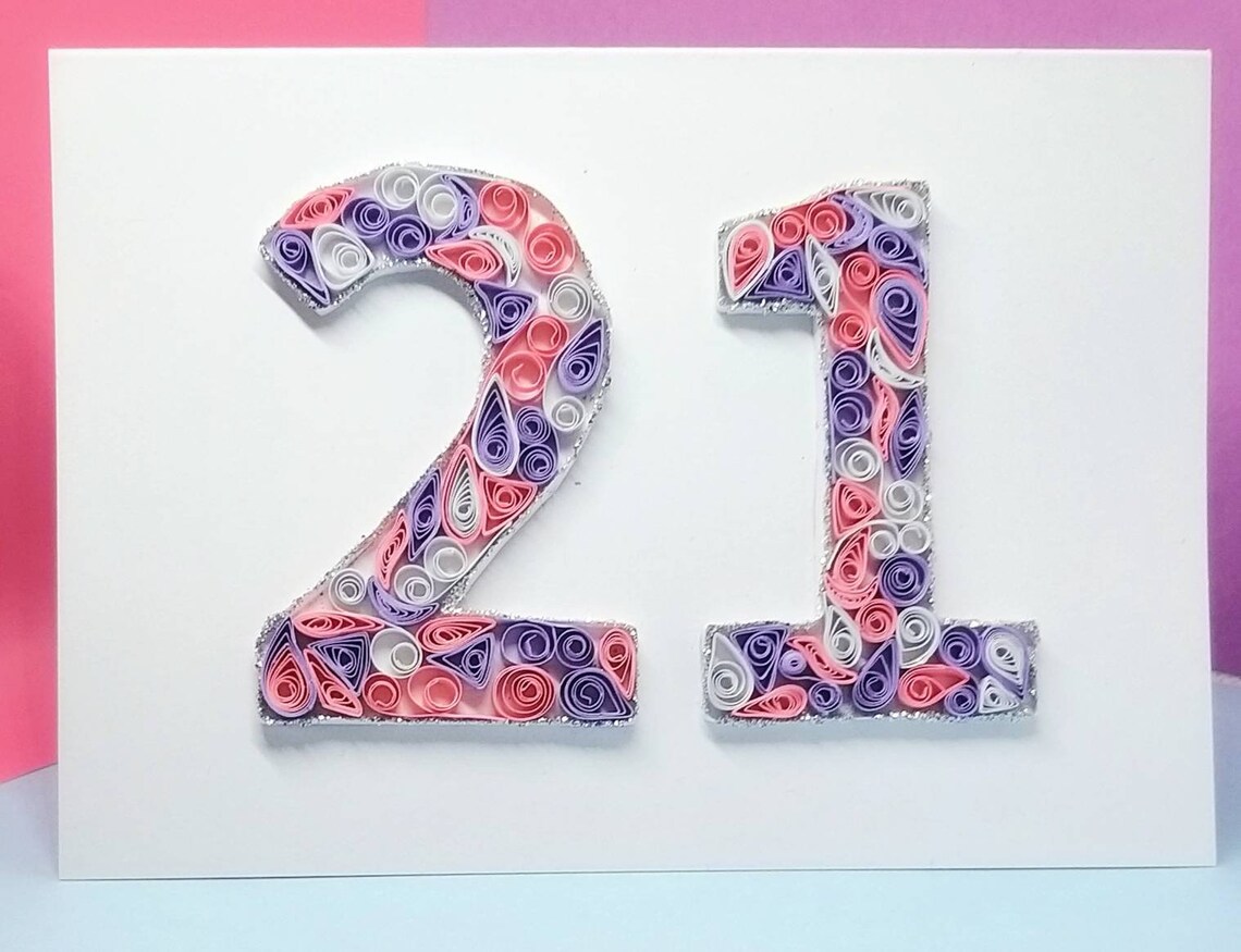 Quilled Number Birthday Card Etsy