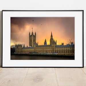Palace of Westminster London Sunset Poster. Digital Download, Printable, Wall Art, Decor, Digital Print.