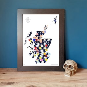 Kits des 150 ans de l'Écosse - Carte de l'histoire des kits 1873-2023 A3 Football Poster Print