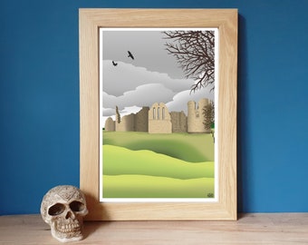 Kildrummy Castle, Aberdeenshire Travel Poster, A4 Art Print