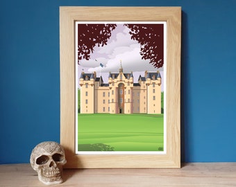 Fyvie Castle, Aberdeenshire Travel Poster, A4 Art Print