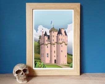 Craigievar Castle, Aberdeenshire Travel Poster, A4 Art Print