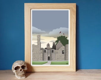 Tolquhon Castle, Aberdeenshire Travel Poster, A4 Art Print