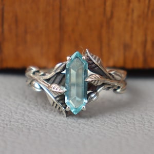 Genuine Long Blue Topaz Ring ~ 925 Solid Sterling Silver Engagement Gift Ring ~ Handmade Topaz Ring ~ 14k Gold  Kite Topaz Ring For Women
