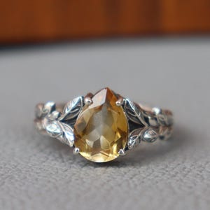 Genuine Citrine Ring ~ 925 Sterling Silver Wedding Anniversary Gift Ring For Women&#39;s ~ Handmade November Birthstone Dainty Ring