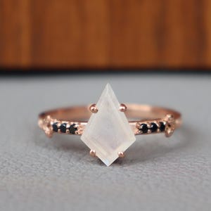 Genuine Moonstone Ring, Boho Ring, 925 Sterling Silver Rose Gold Ring, Crescent Moonstone Jewelry, Ring For Women, Gift For Her, Leaf Ring