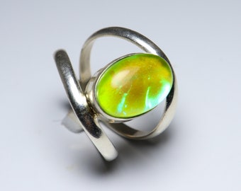 faceted Australian opal women and girls rings, 925 sterling silver