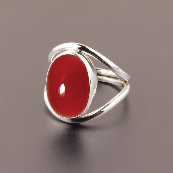 Natural Red Coral Ring 925 Sterling Silver Handmade Ring Wedding Ring Statement Ring Coral Ring For Christmas Gift Women Ring Vintage Ring