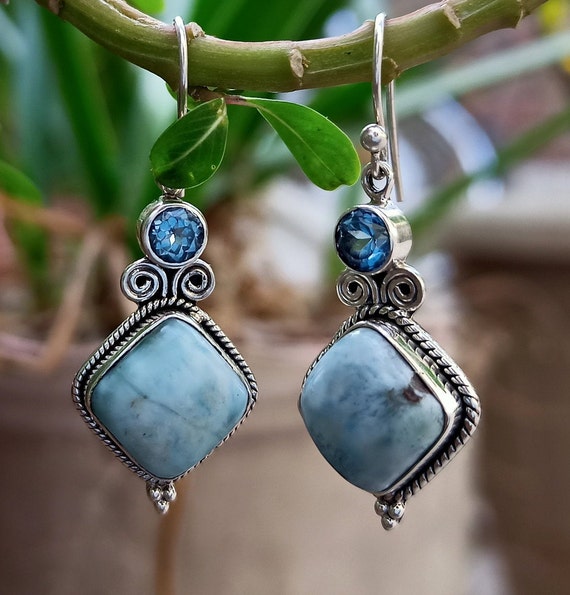 Larimar cheap earrings etsy