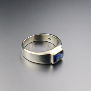 Bague saphir naturel Bague en argent sterling 925 massif Chevalière pour homme Chevalière faite main Chevalière saphir bleu Bague cadeau image 7