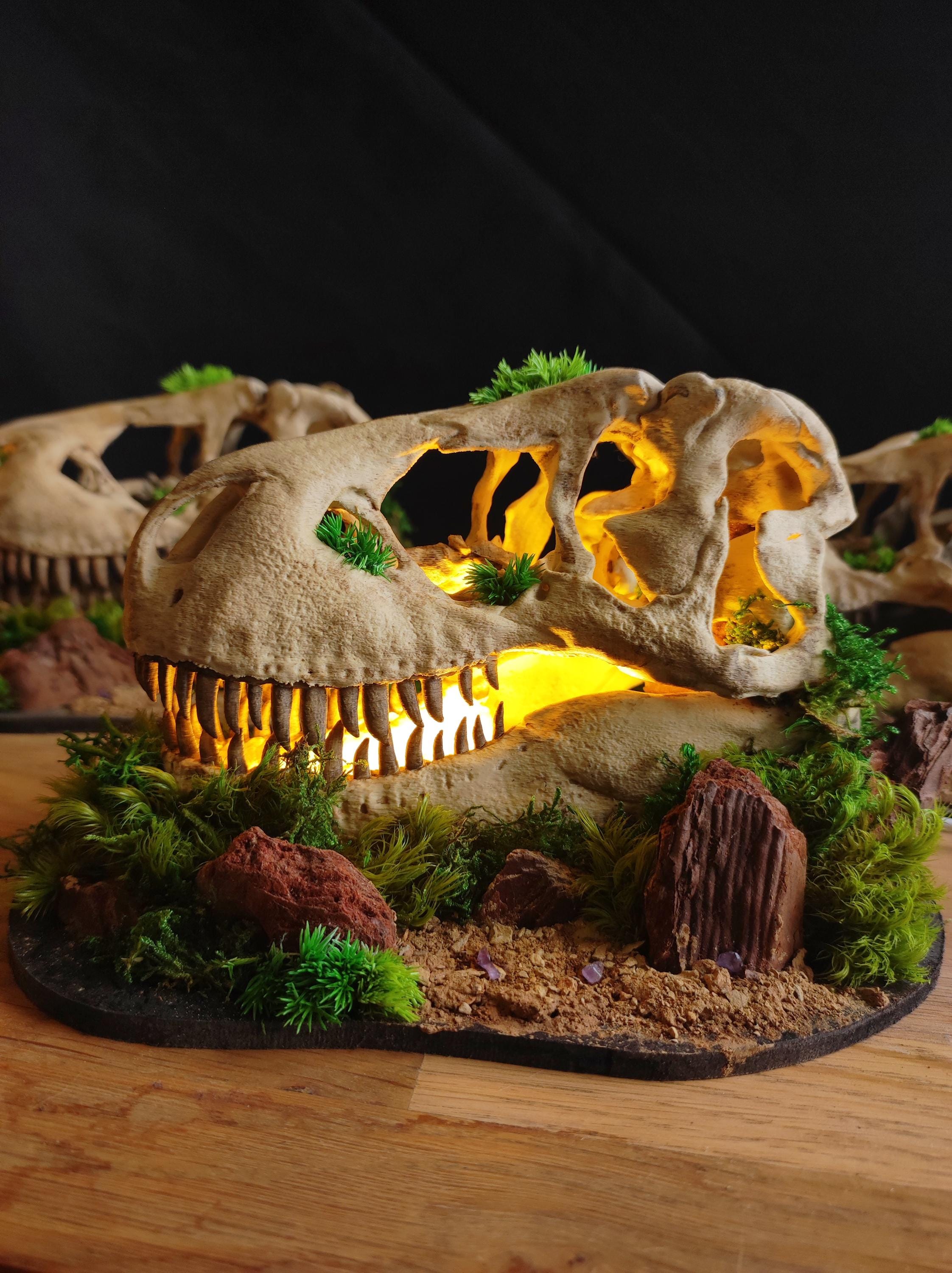 Dinosaur Skull Lamp T-rex • Handmade USB Light • Fossil Skull
