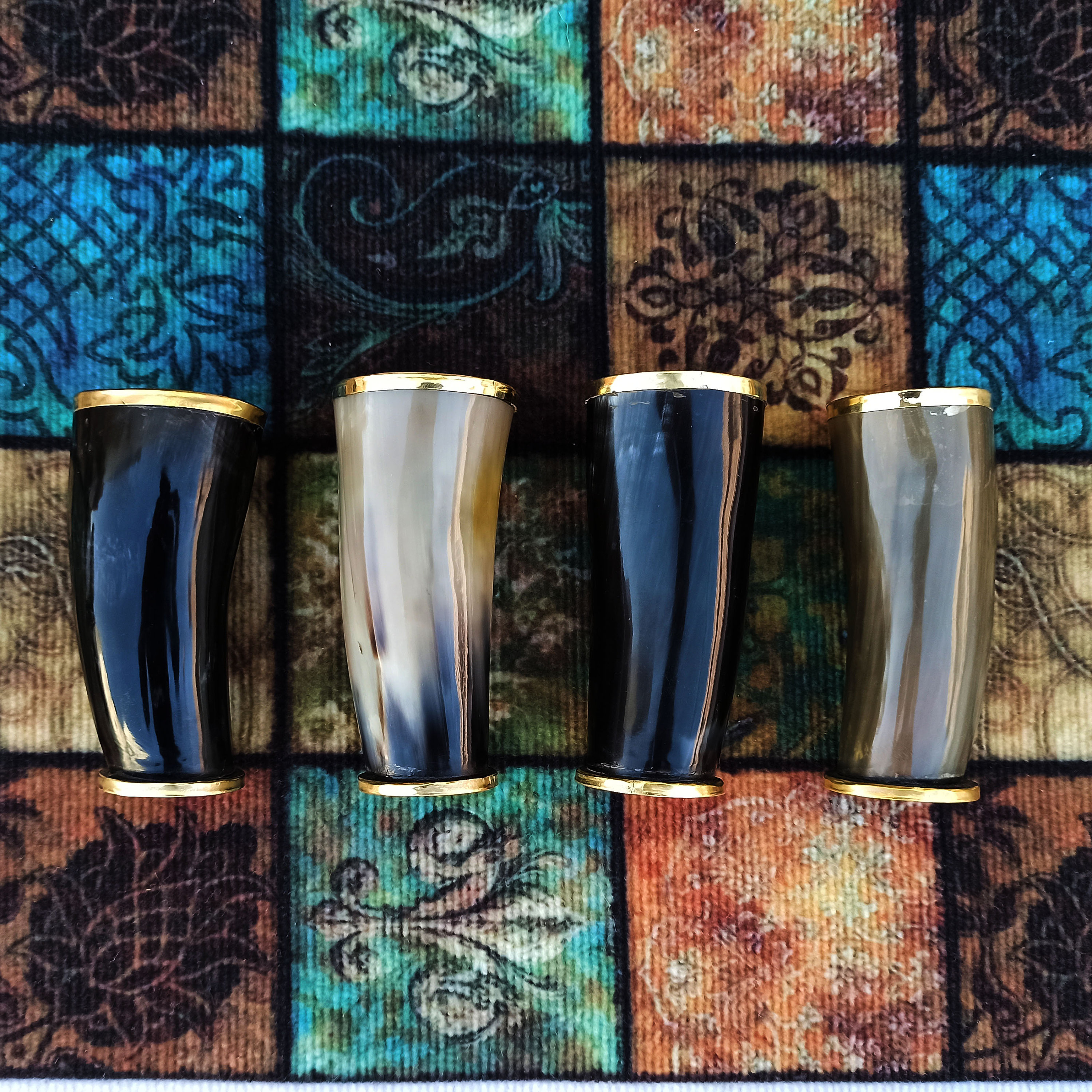 4 Handcrafted Horn Mug, Horn Shot glasses, Beer Stein, Handmade Horn Mugs, Bar gift Set, Gifts for Game of Thrones lovers