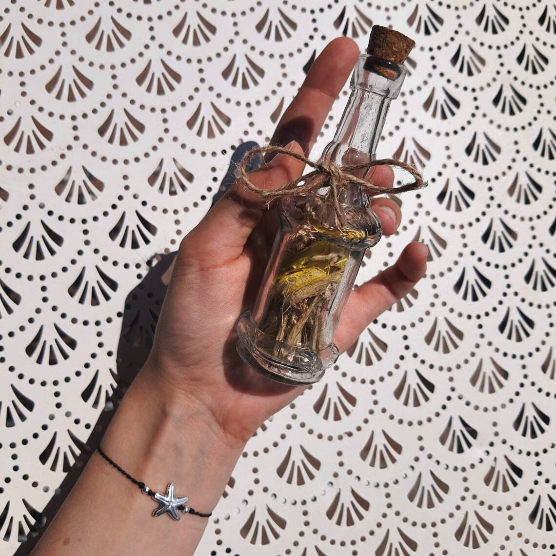 Decorative glass bottle with floral composition Etsy