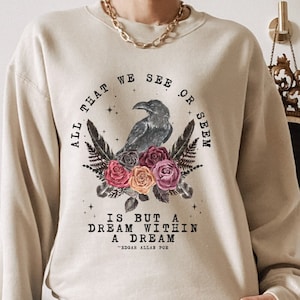 Edgar Allan Poe Sweatshirt Edgar Allen Poe dunkel Academia dunkel Cottagecore Goblincore Pullover Goth Pullover Bookish Merch Bücher Sweatshirt