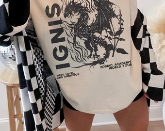 Zodiac Academy Vintage Band Tee LICENSED Zodiac Academy Merch Solaria House Ignis Sofia Milton Tory Vega Romantasy Booktok Dark Romance