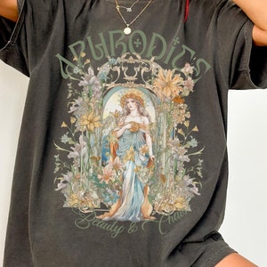 Aphrodite Greek Goddess Tee Greek Mythology Child Of Aphrodite Greek Gods Divine Feminine Moon Goddess Art Nouveau Grl Pwr Athena Artemis