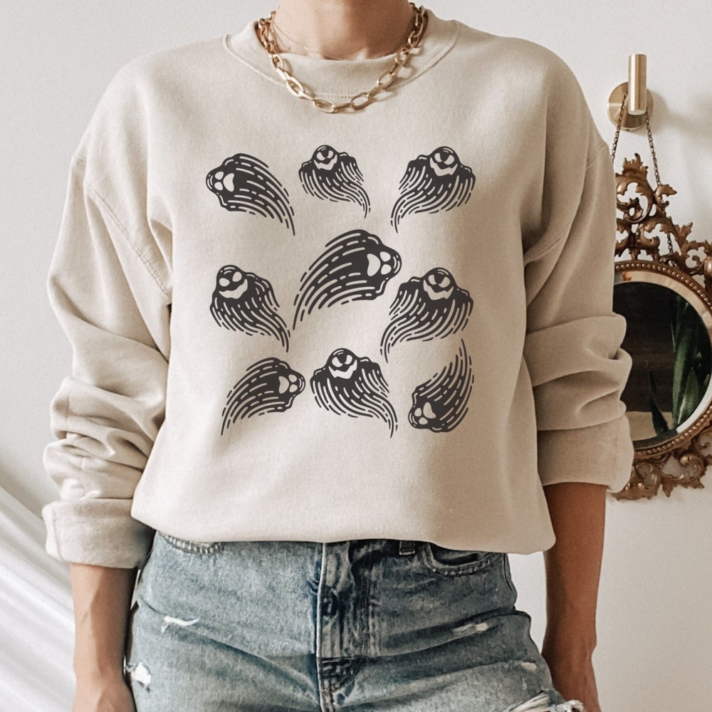Halloween Sweater Ghost Sweatshirt Halloween Shirt Halloween Hoodie Retro Halloween Ghost Shirt Halloween Crewneck Cute Halloween Shirt Moderndaydecors