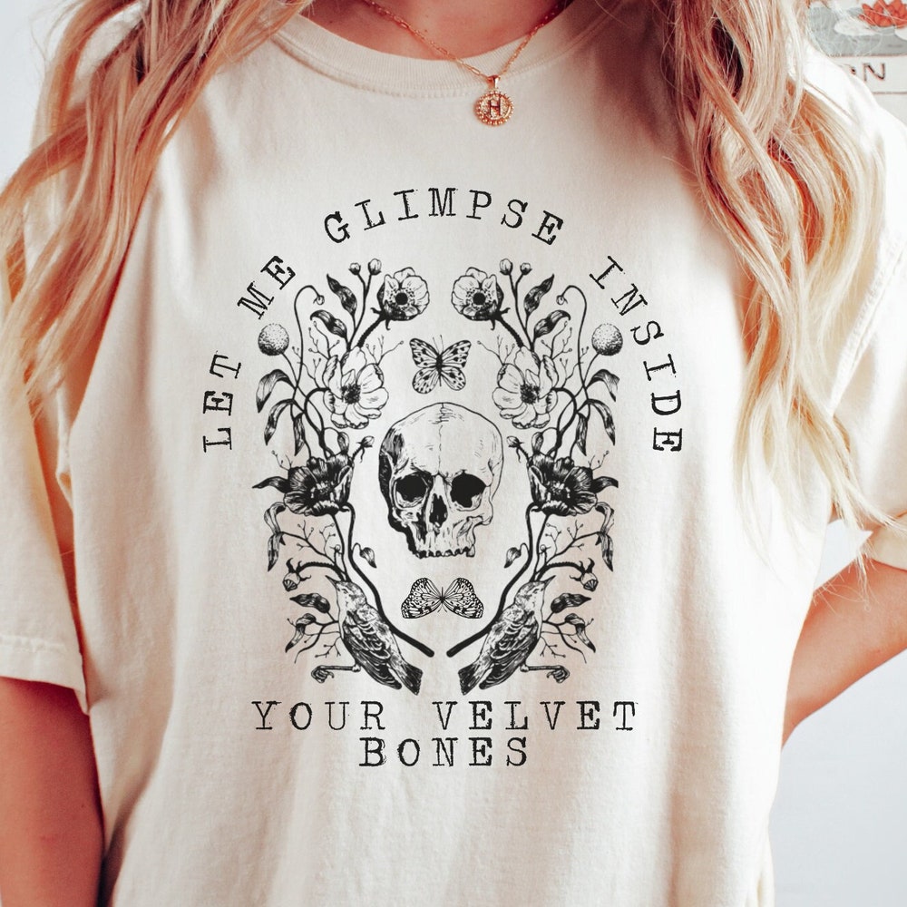 Edgar Allan Poe Skeleton Shirt Grunge Shirt Goblincore Shirt Bookish Shirt Moth Shirt Y2K Shirt Dark Academia Shirt Dark Cottagecore Looksy