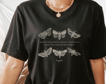 Sappho Poet Shirt Dark Academia Clothing Literary Shirt Greek Mythology Sapphic Clothing Sapphic Shirt Sappho Bookish Shirt Moth T Shirt