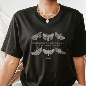 Sappho Poet Shirt Dark Academia Clothing Literary Shirt Greek Mythology Sapphic Clothing Sapphic Shirt Sappho Bookish Shirt Moth T Shirt