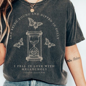 Edgar Allan Poe Skull Shirt Poet Shirt Bookish Shirt Dark Academia Shirt Dark Cottagecore Poe T Shirt Goblincore Shirt Goth Shirt Y2K Shirt