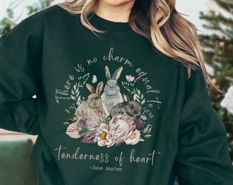 Jane Austen Sweatshirt Jane Austen Gifts Bunny Sweater Cottagecore Sweater Bookish Sweatshirt Coquette Top Jane Austen Emma Bunny Sweatshirt