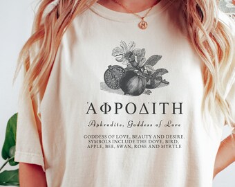 Camiseta Comfort Colors Afrodite, Deusa do Amor, Mitologia, Camiseta Mística, Deusa Grega, Luz, Academia, Camiseta Cottagecore