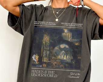 Camiseta de la mitología griega Hades, camiseta de la mitología de Hades y Perséfone, camiseta del poeta, dios griego de la luz, academia, ropa griega, Cerberus, mercancía literaria