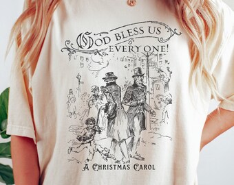Charles Dickens-skjorta Comfort Colors A Christmas Carol Boktröja Dickens julkläder litterära skjorta jul Crew Neck